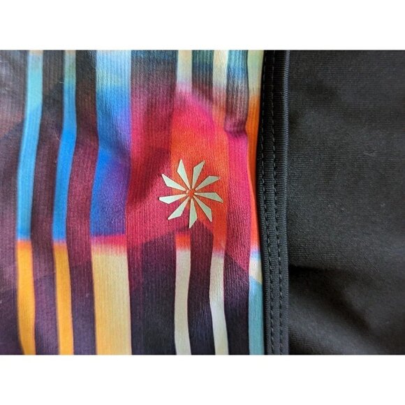 Athleta Rainbow Laser Stripe Black One Piece Swimsuit Size L - Picture 4 of 6